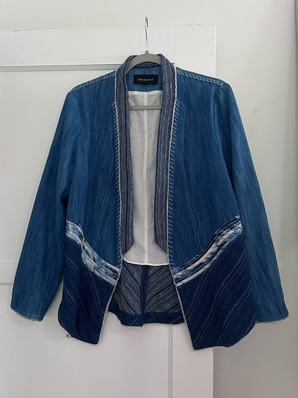 Kobi Halperin Mixed Media Shiloh Denim Jacket — Designer Artisan Piece